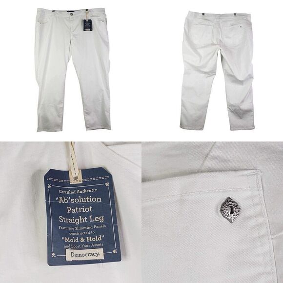 Democracy Jeans Womens Plus Size 24 W Ab Solution White Straight High Rise New - Picture 1 of 12